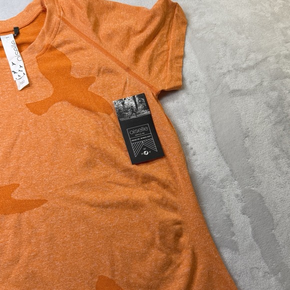 Oiselle Flyte Short Sleeve Running Shirt Clementine Orange Women Large NWT - Picture 6 of 9